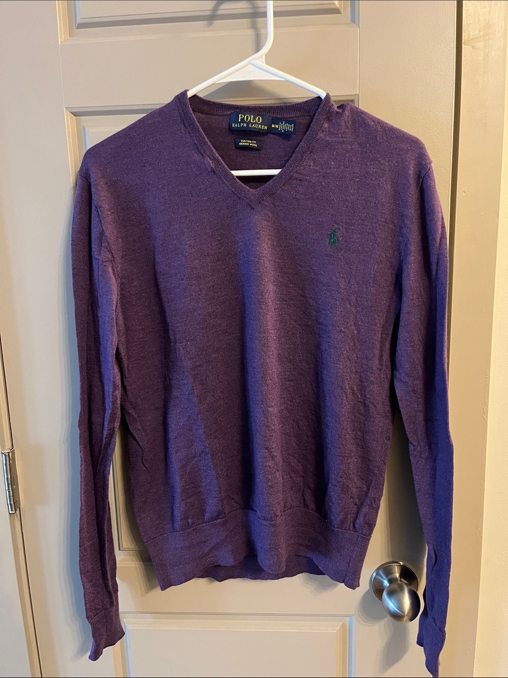 Polo by Ralph Lauren Purple V-Neck Sweater with Green Pony
